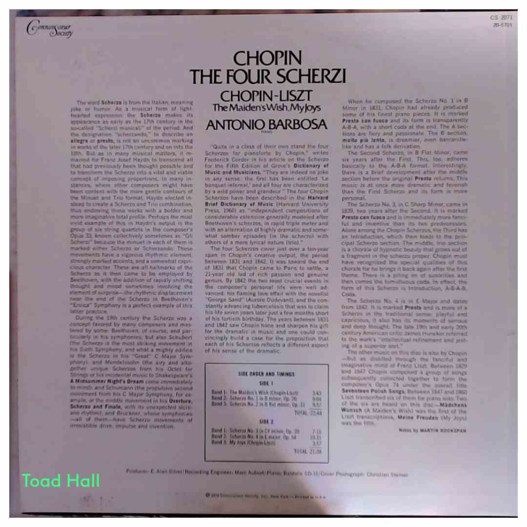 Antonio Barbosa - Chopin: The Four Scherzi (Quadrophonic) - Used Vinyl