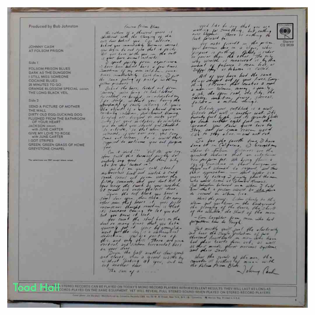 Johnny Cash - At Folsom Prison - Used Vinyl