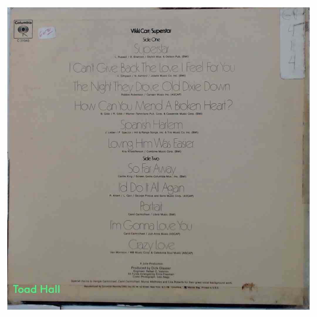 Vikki Carr - Superstar (Promo Cover) - Used Vinyl