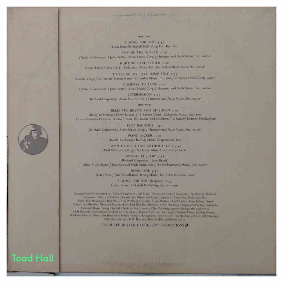 The Carpenters A Song For You Used Vinyl LP