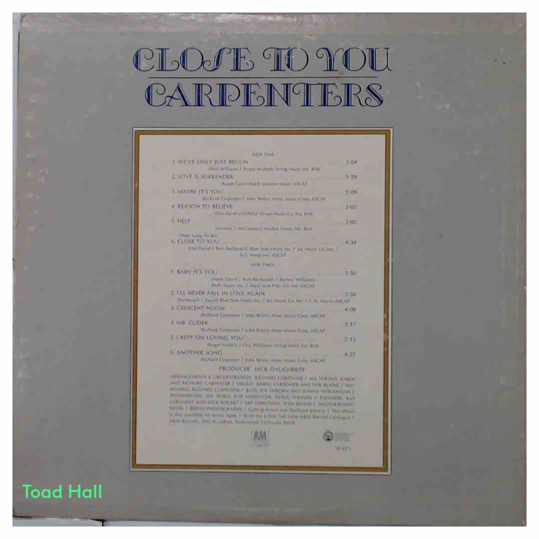 The Carpenters Close To You Used Vinyl LP