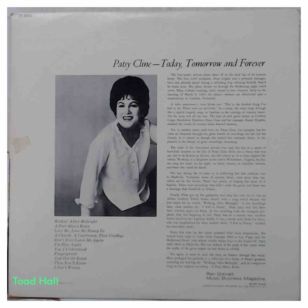 Patsy Cline - Today, Tomorrow & Forever - Used Vinyl