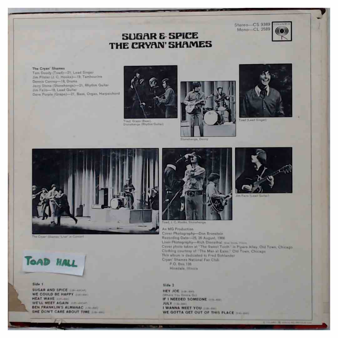The Cryan' Shames Sugar & Spice (Stereo) Used Vinyl