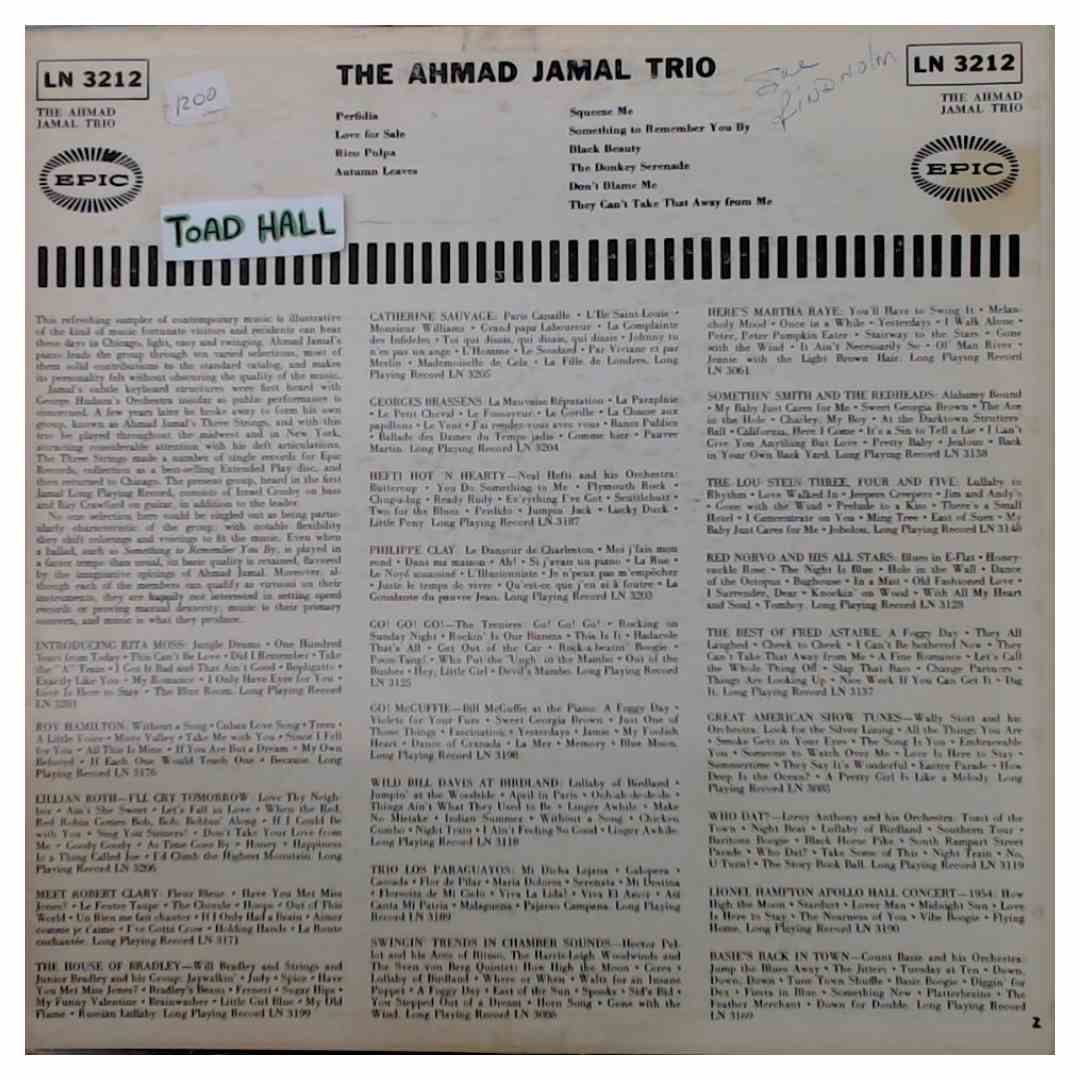 Ahmad Jamal - The Ahmad Jamal Trio - Used Vinyl