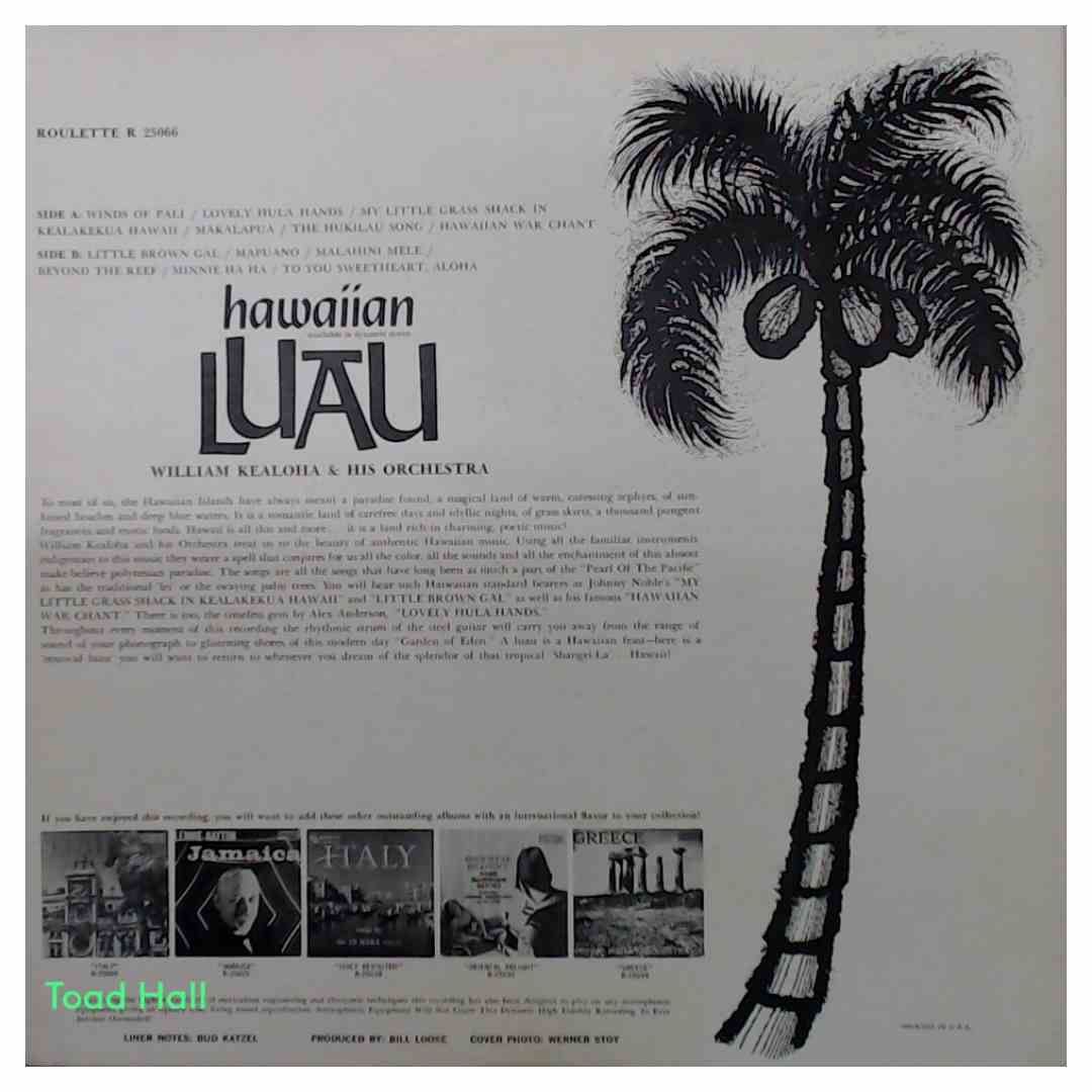 William Kealoha & His Orchestra - Hawaiian Luau - Used Vinyl