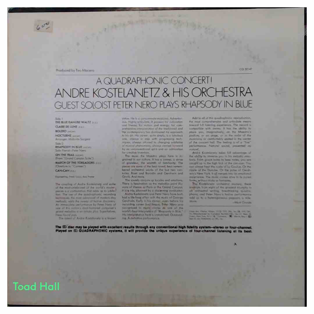 Andre Kostelanetz & His Orchestra - Rhapsody In Blue (Quadrophonic) - Used Vinyl