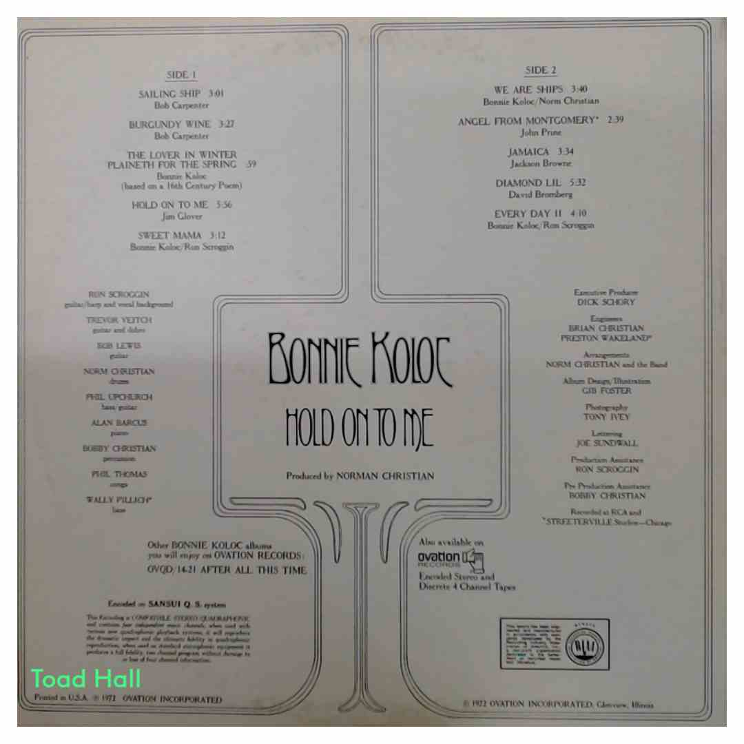 Bonnie Koloc - Hold On To Me (Quadrophonic) - Used Vinyl