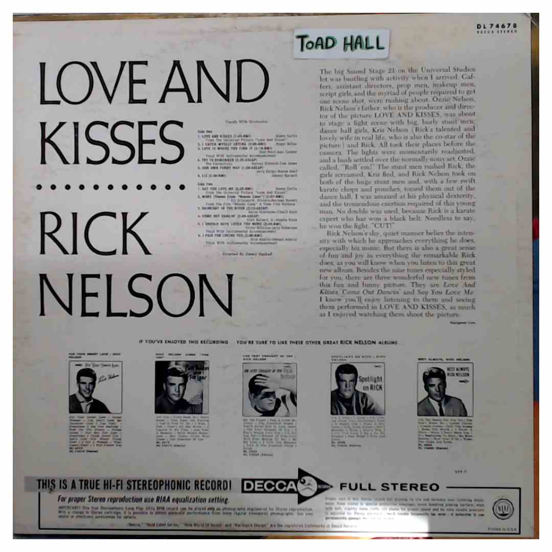 Rick Nelson - Love And Kisses - Used Vinyl