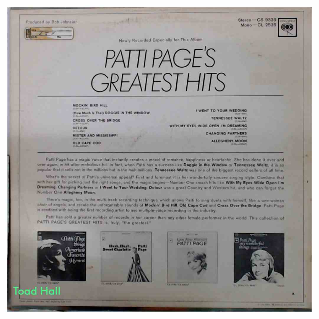Patti Page - Patti Page's Greatest Hits - Used Vinyl