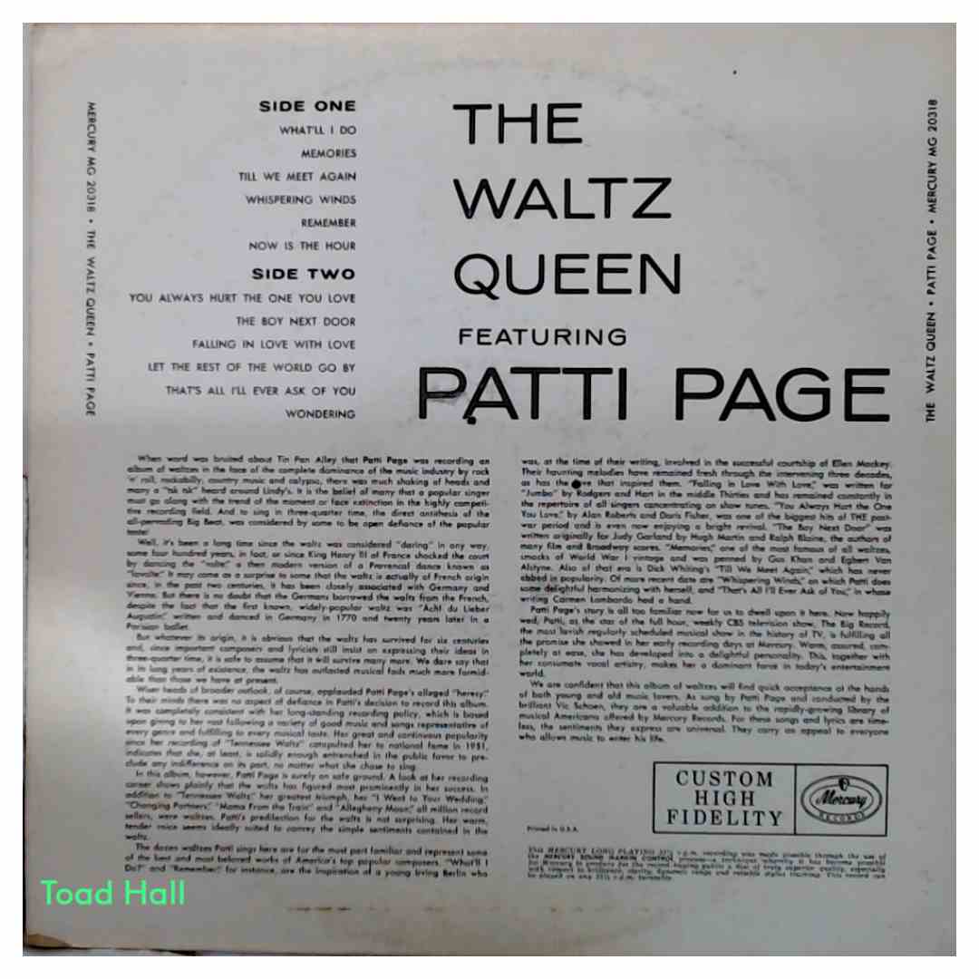 Patti Page - The Waltz Queen - Used Vinyl