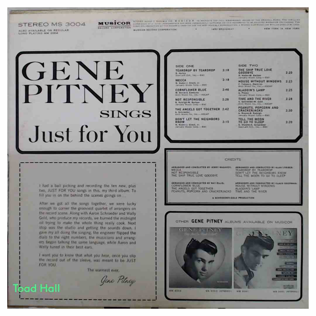 Gene Pitney - Just For You - Used Vinyl
