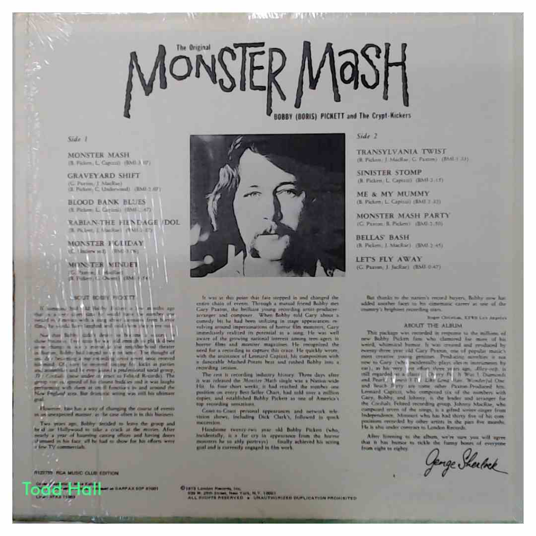 Bobby (Boris) Pickett and The Crypt-Kickers - The Original Monster Mash - Used Vinyl