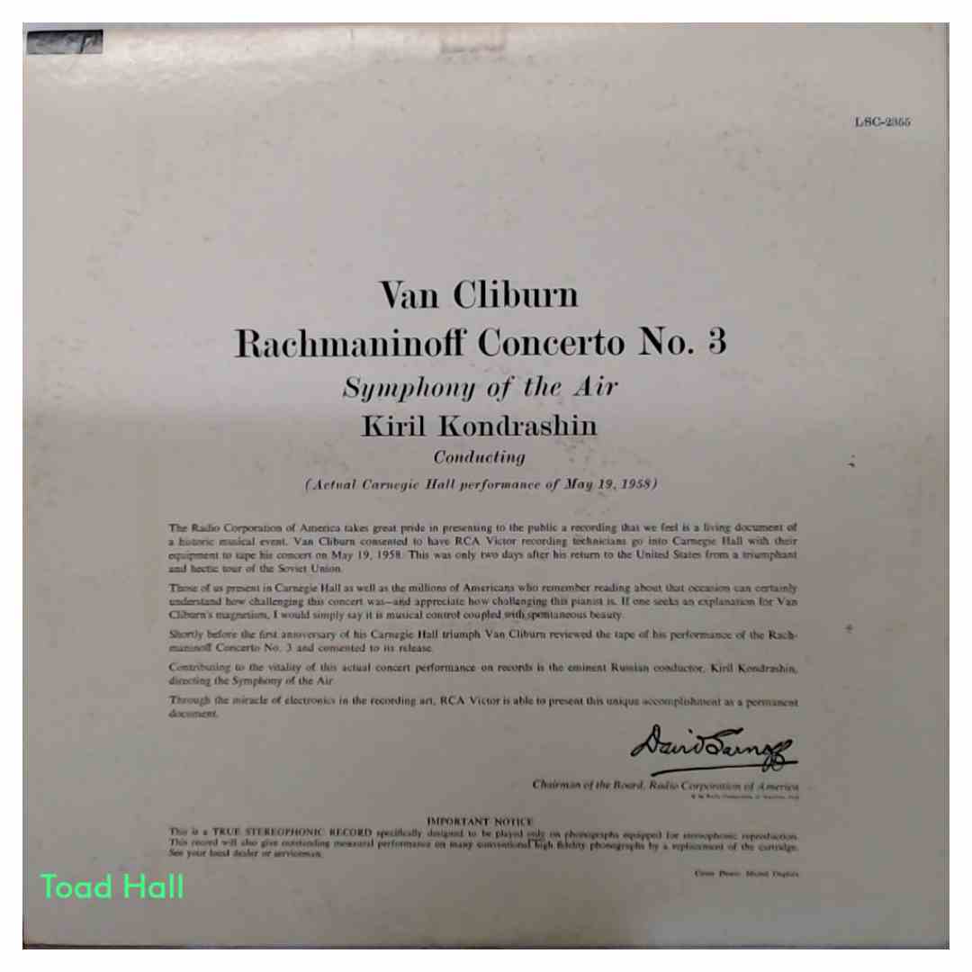 Van Cliburn - Rachmaninoff Concerto No. 3 - Used Vinyl