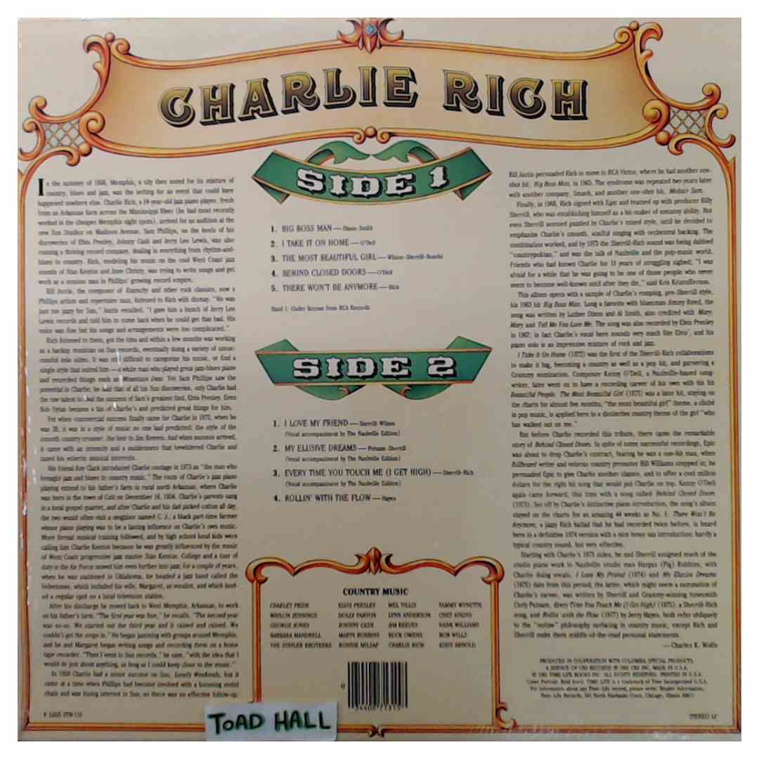 Charlie Rich - Country Music - Used Vinyl