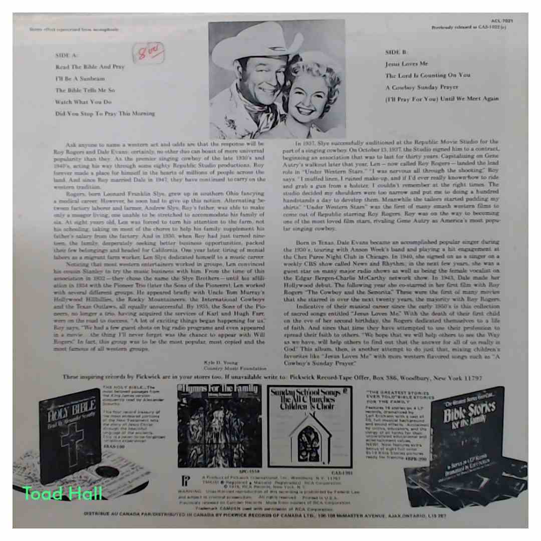 Roy Rogers And Dale Evans - Jesus Loves Me - Used Vinyl