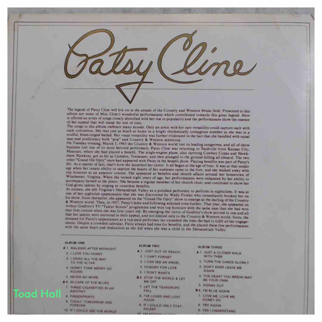 Patsy Cline - The Legend - 3 LP Used Vinyl