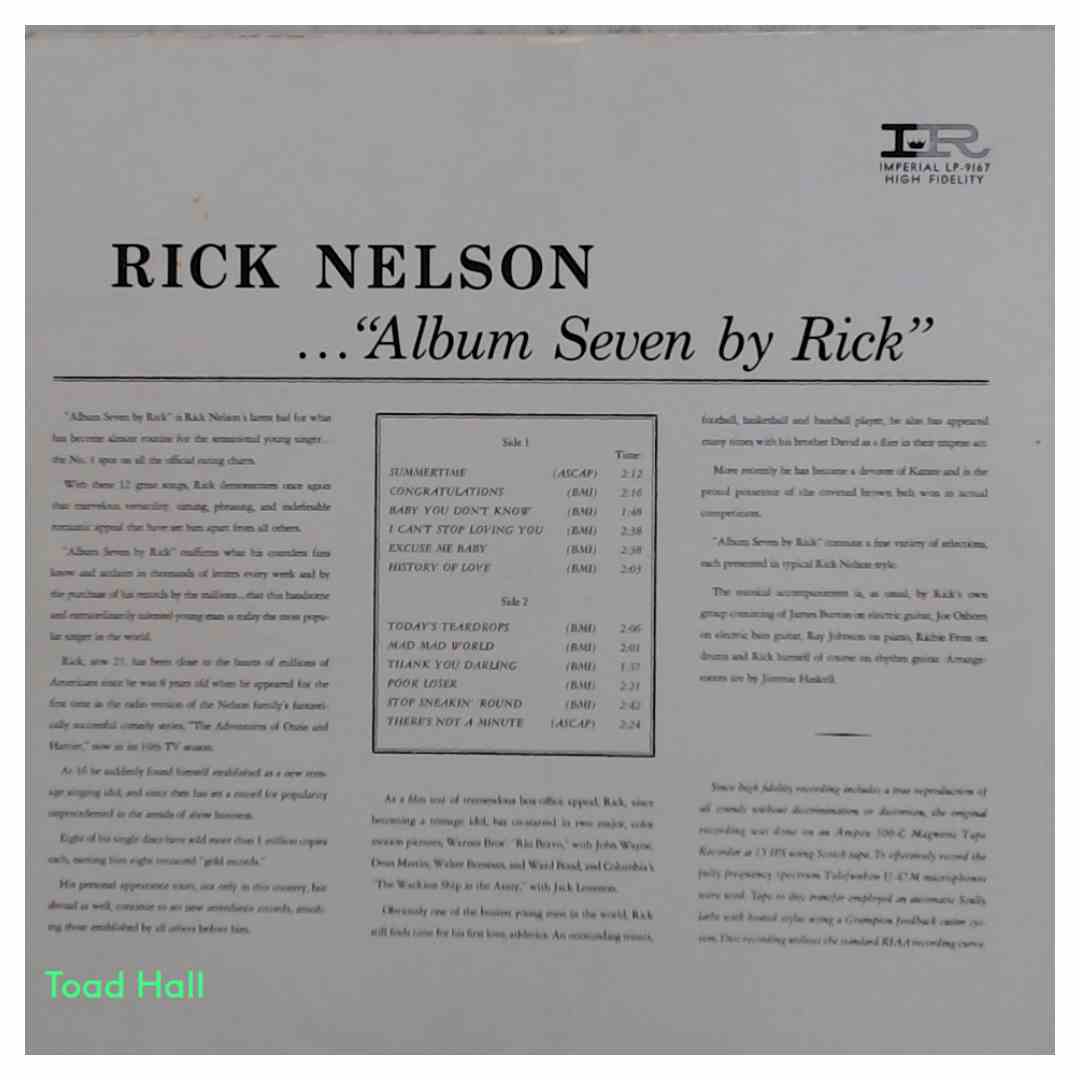 Ricky Nelson - Album Seven - Used Vinyl