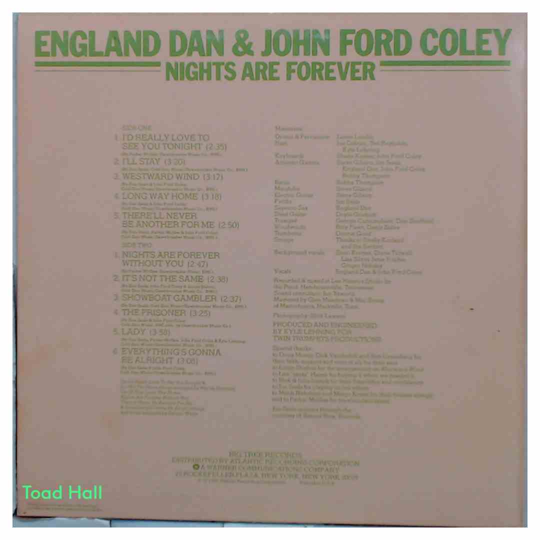 England Dan & John Ford Coley - Nights Are Forever - Used Vinyl
