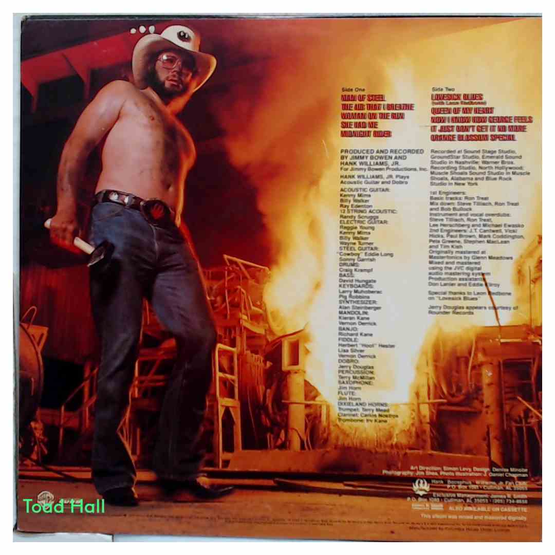 HANK WILLIAMS JR. Man of Steel Used Vinyl LP