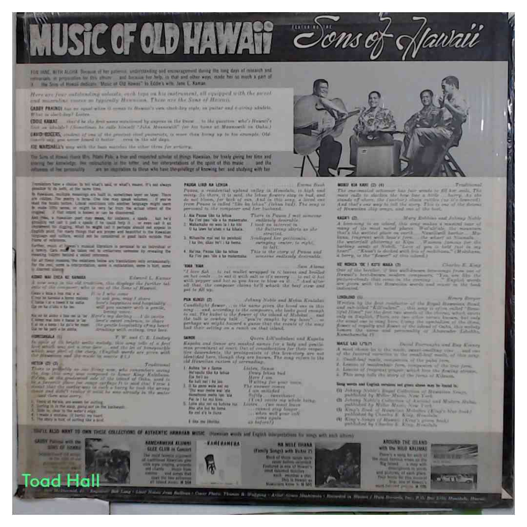 The Sons Of Hawaii - Music Of Old Hawaii - Used Vinyl