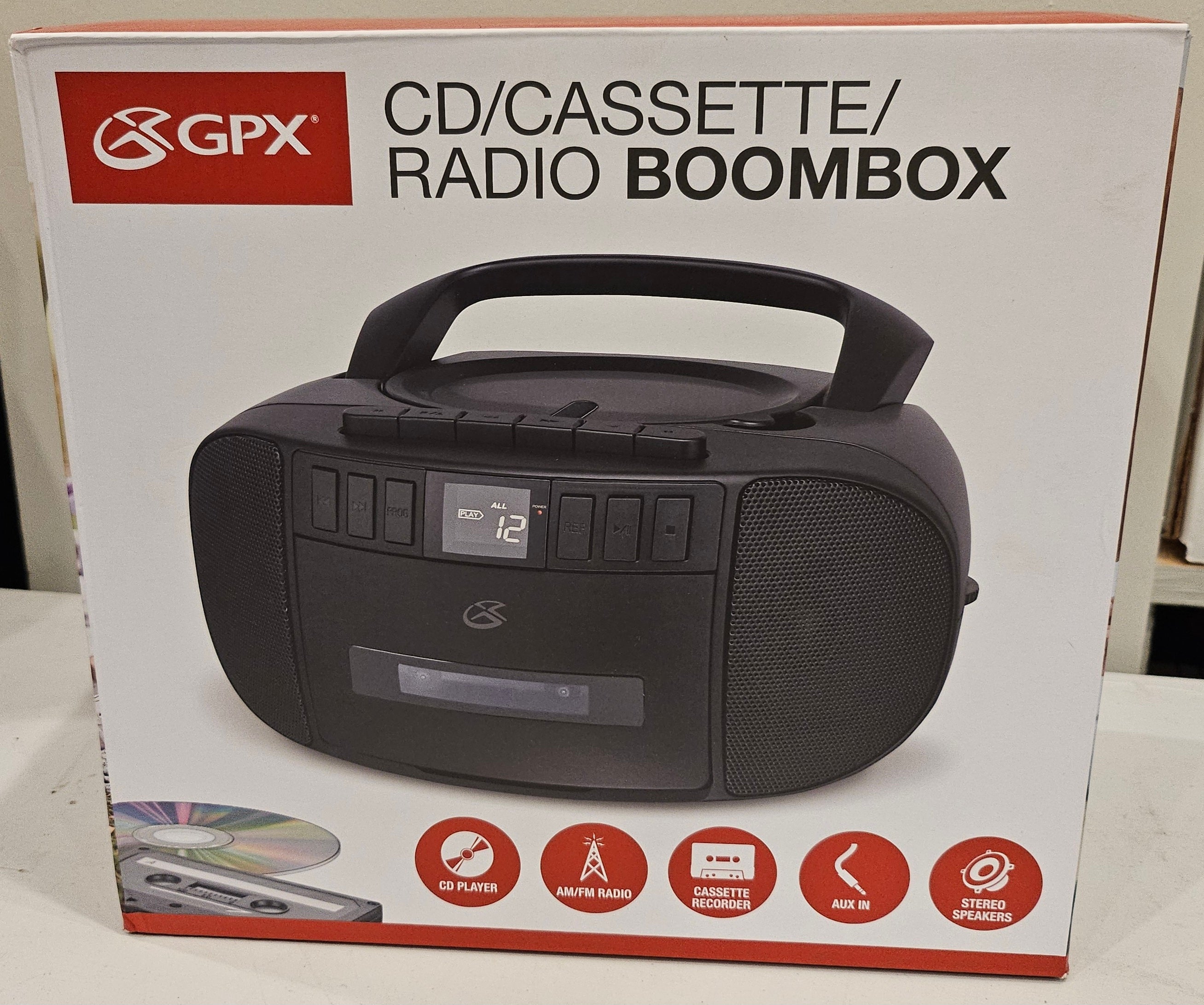 GPX BCA209B CD/Cassette/Radio Boombox