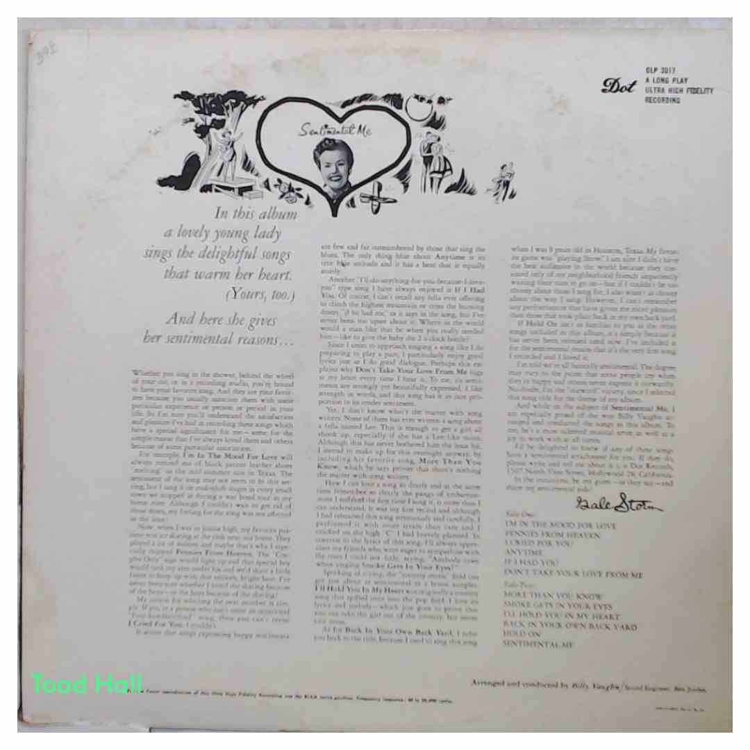 Gale Storm - Sentimental Me - Used Vinyl LP