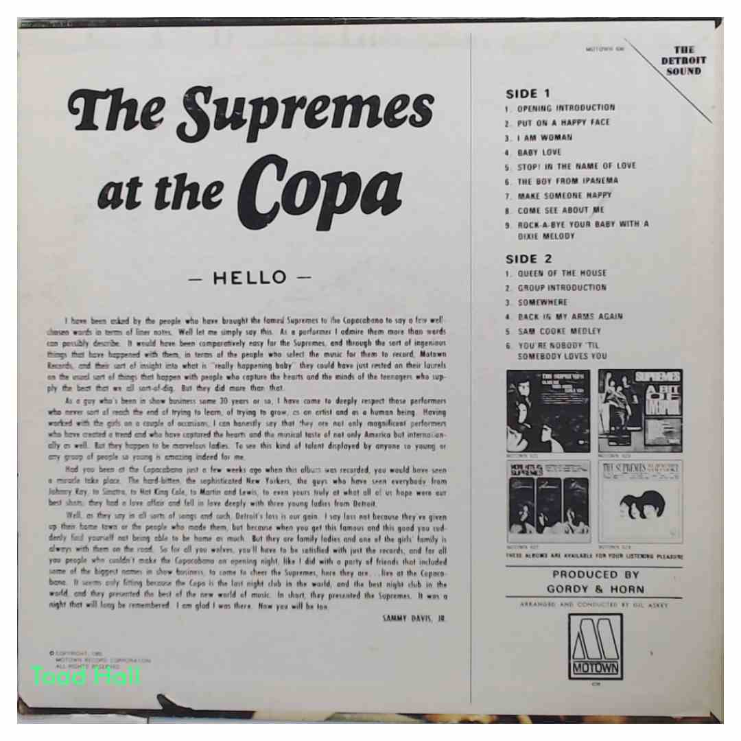 The Supremes - The Supremes At The Copa - Used Vinyl LP