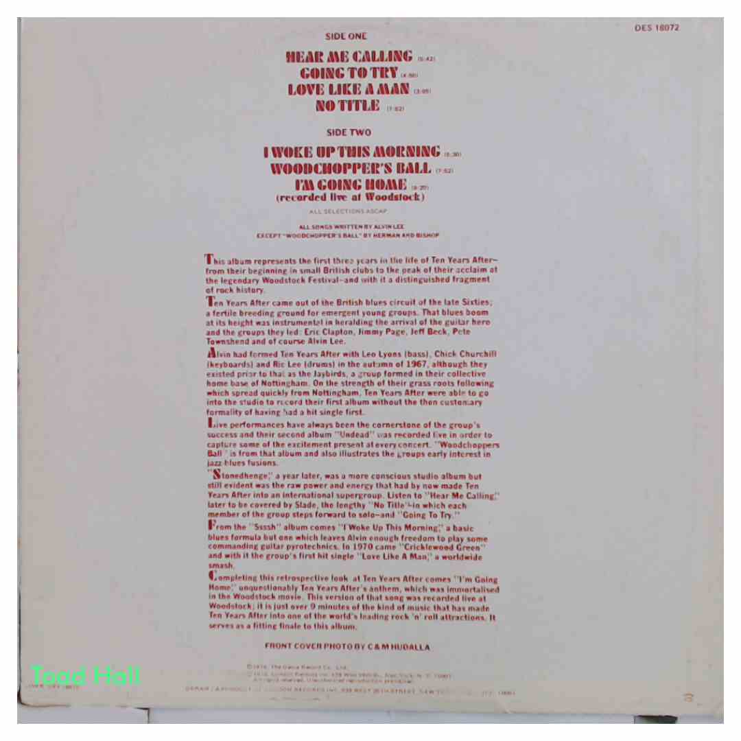 TEN YEARS AFTER Goin' Home Their Greatest Hits USED VINYL LP