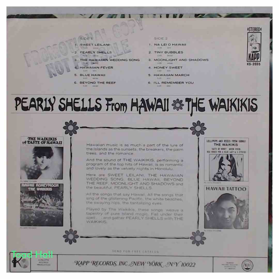 THE WAIKIKIS Pearly Shells From Hawaii Promo Cover Used Vinyl LP
