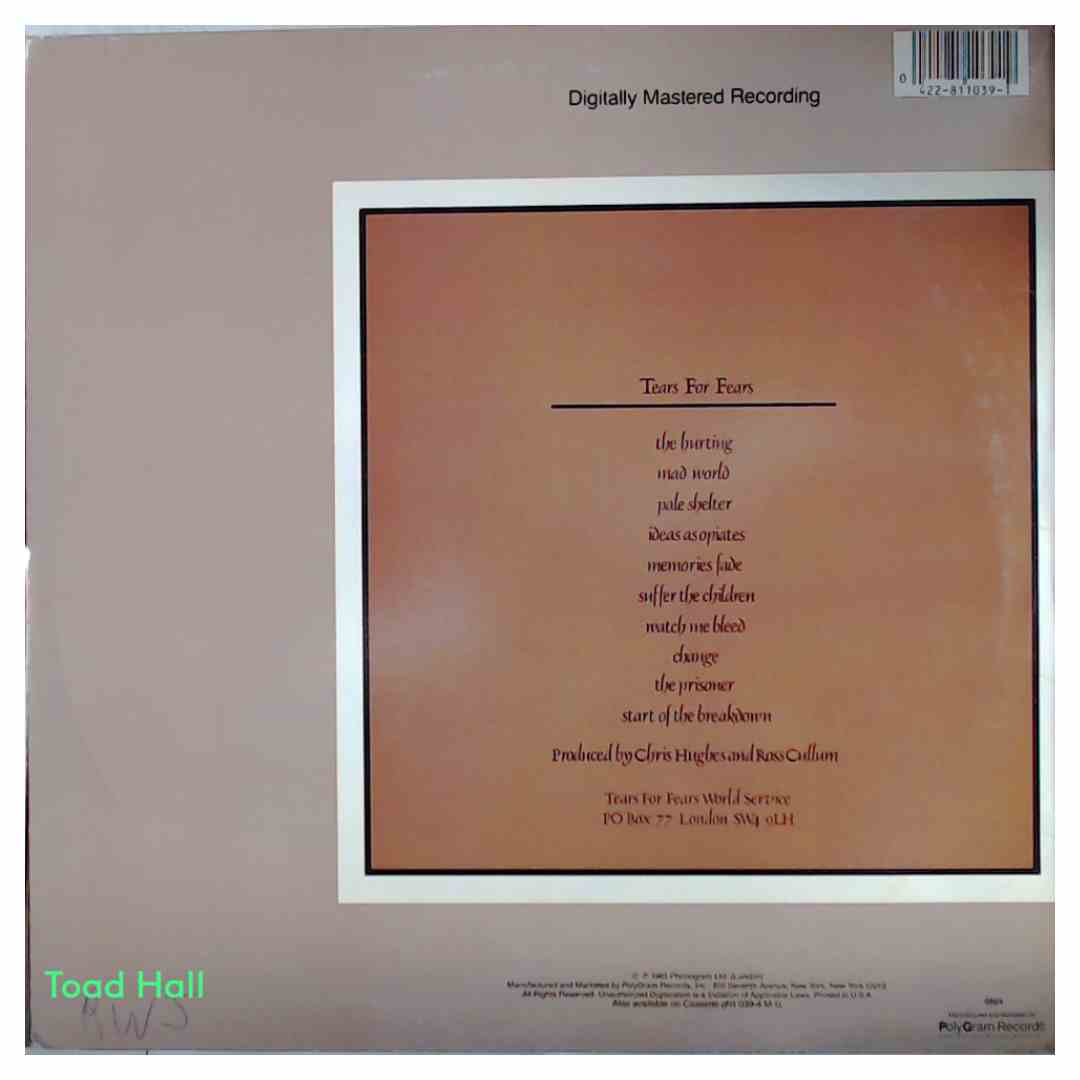 TEARS FOR FEARS The Hurting Used Vinyl LP