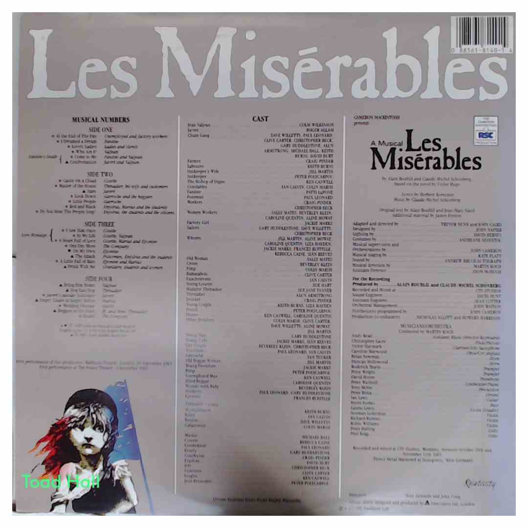 LES MISERABLES Original London Cast Soundtrack Used Vinyl 2 LP
