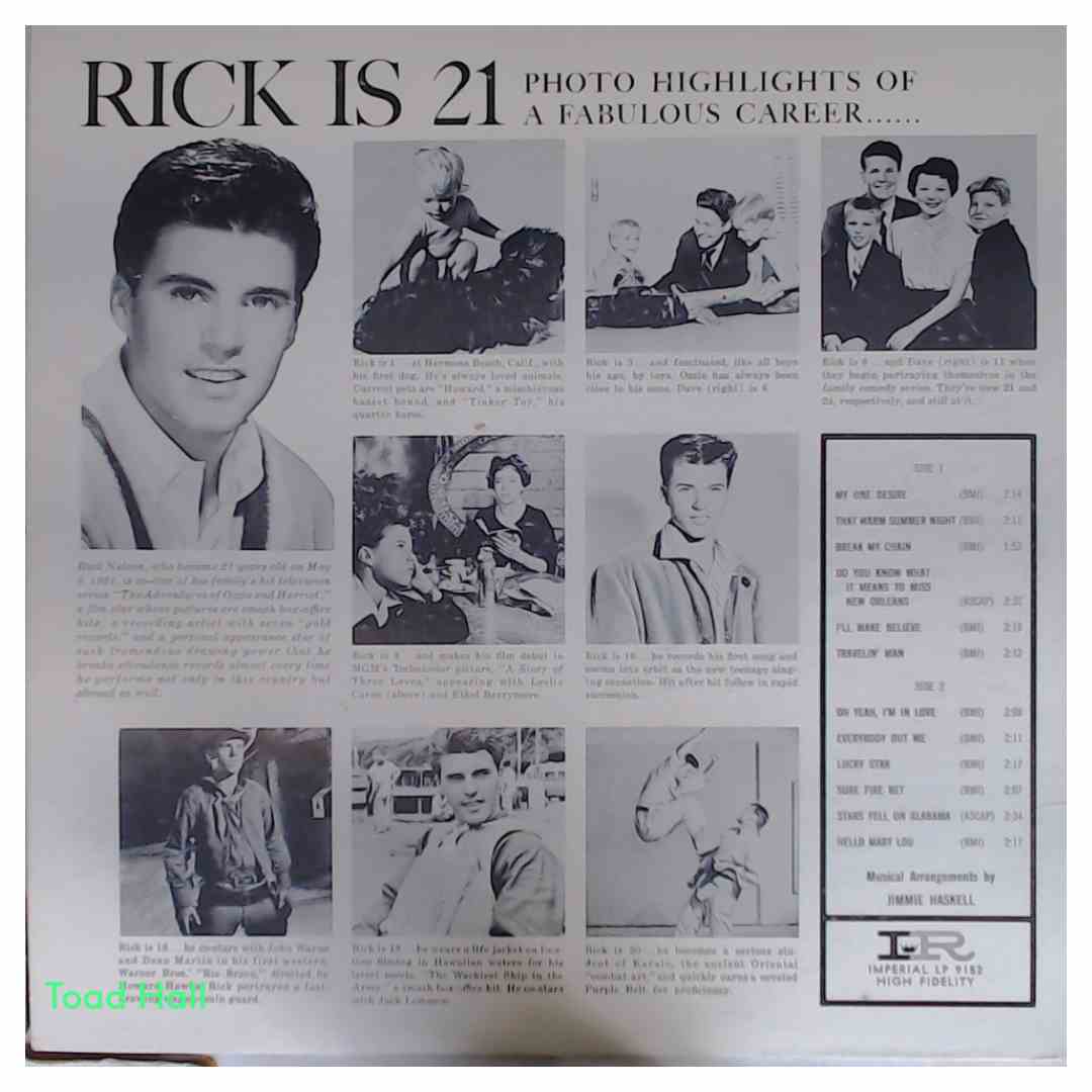 RICKY NELSON Rick is 21 Used Vinyl LP