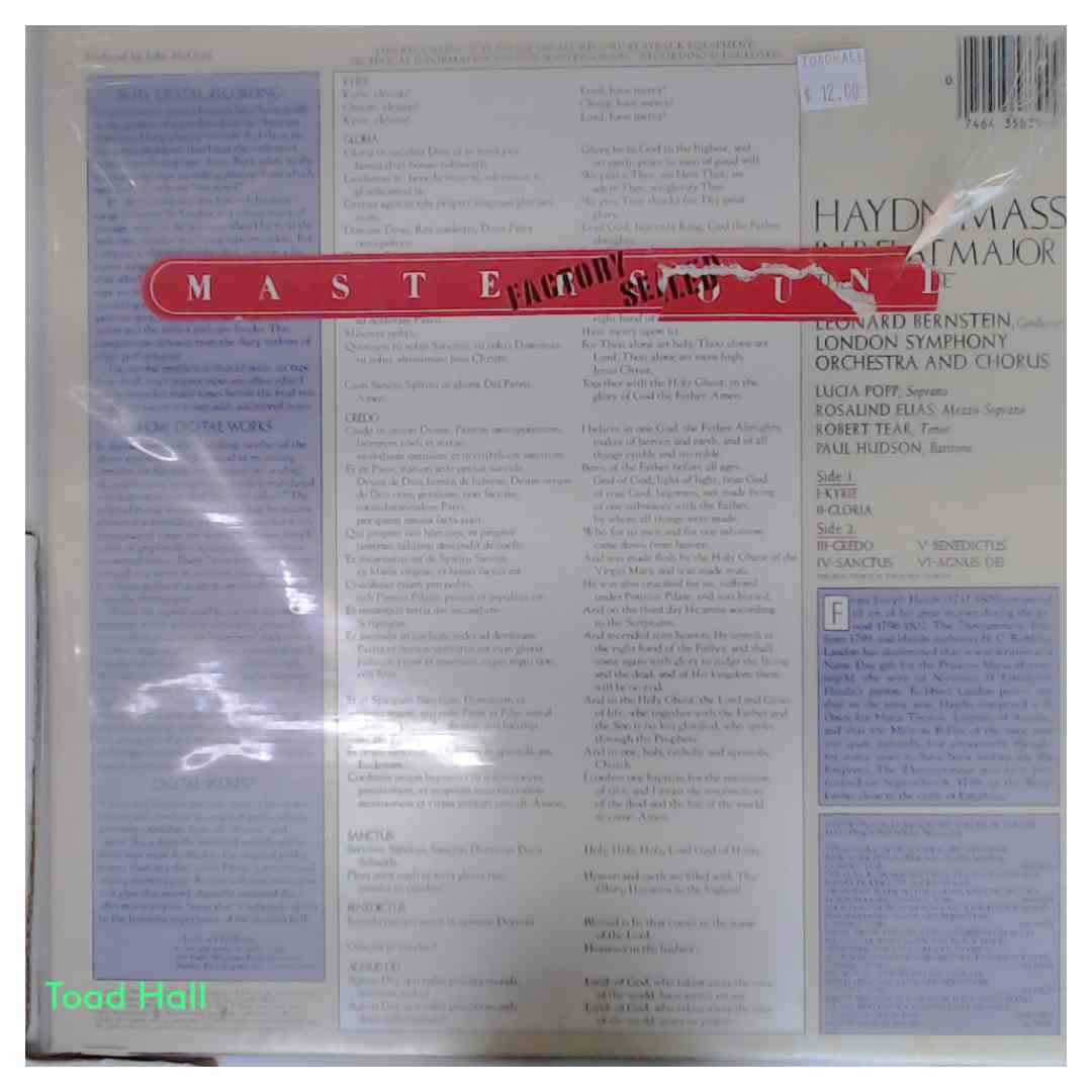 HAYDN, BERNSTEIN, LONDON SYMPHONY ORCHESTRA Mass in B-Flat Theresienmesse Used Vinyl LP