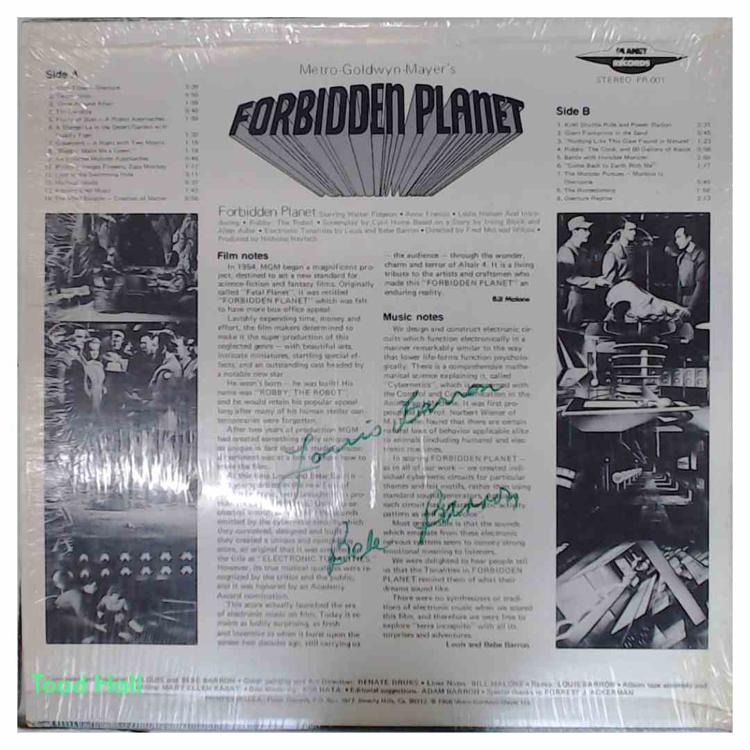 FORBIDDEN PLANET (SIGNED) Original MGM Soundtrack Used Vinyl LP