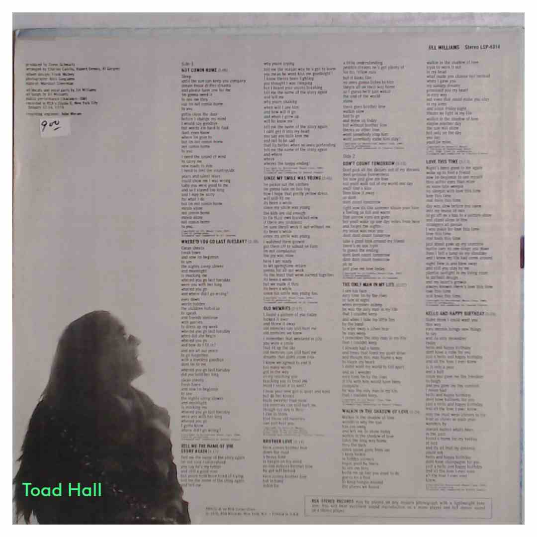 JILL WILLIAMS Self Titled Used Vinyl LP