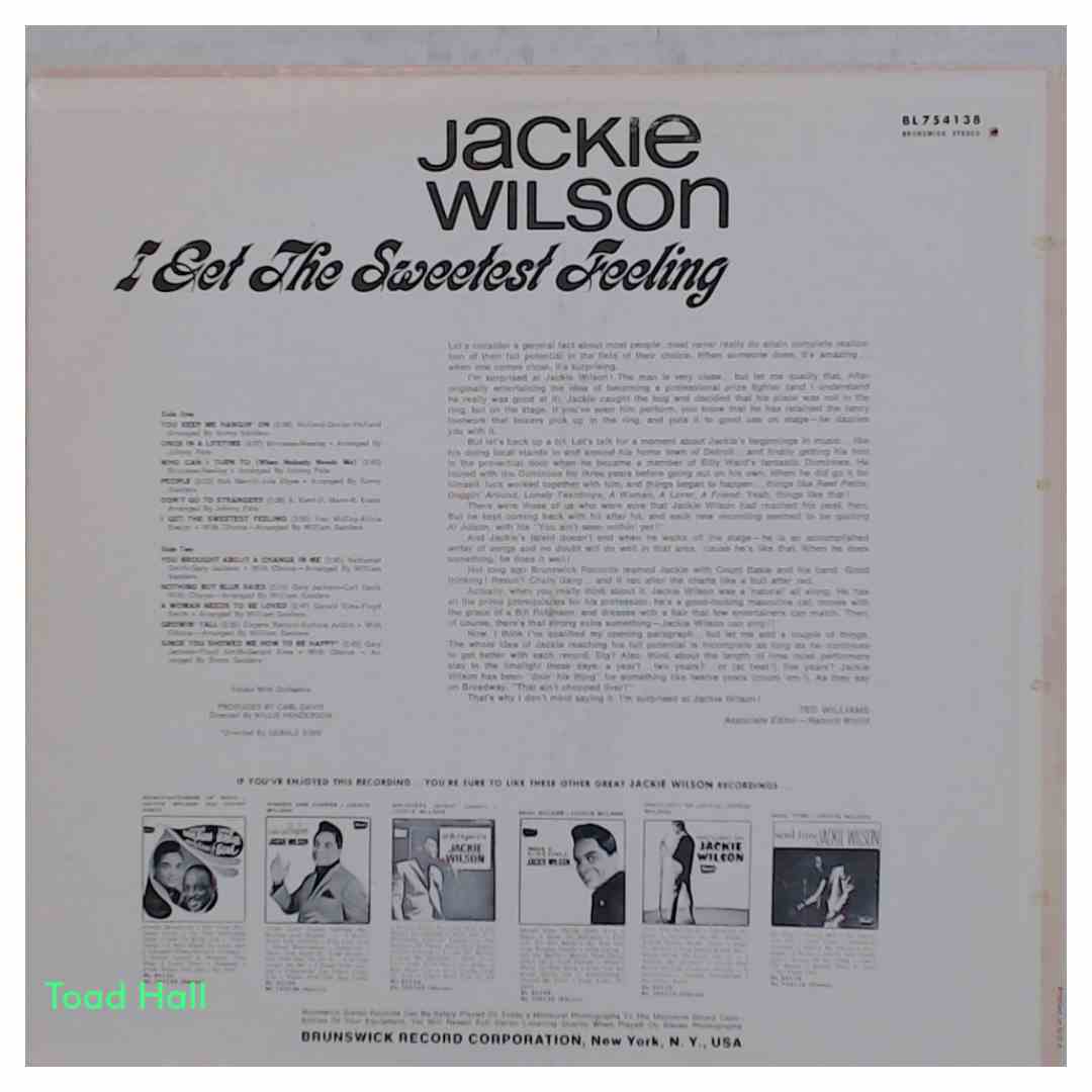 JACKIE WILSON I Get the Sweetest Feeling Used Vinyl LP