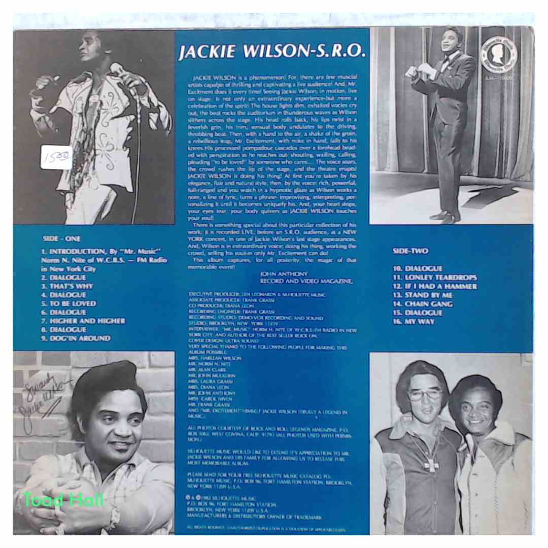 JACKIE WILSON S.R.O. Used Vinyl LP