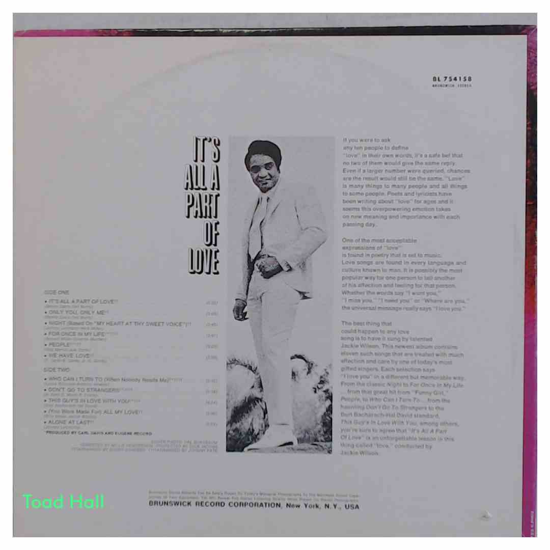 JACKIE WILSON Its All A Part of Love Used Vinyl LP