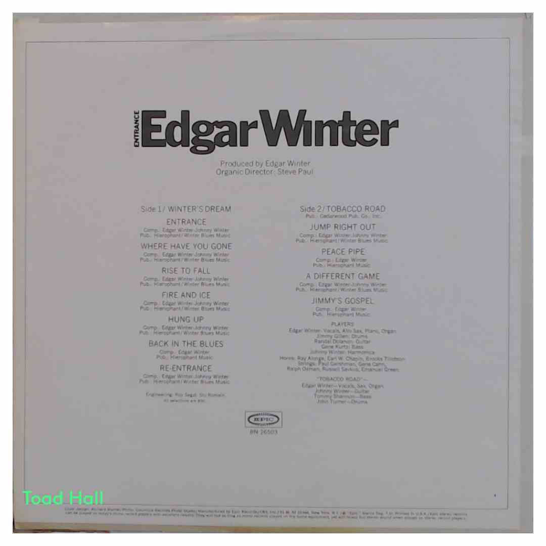 EDGAR WINTER Entrance Used Vinyl LP