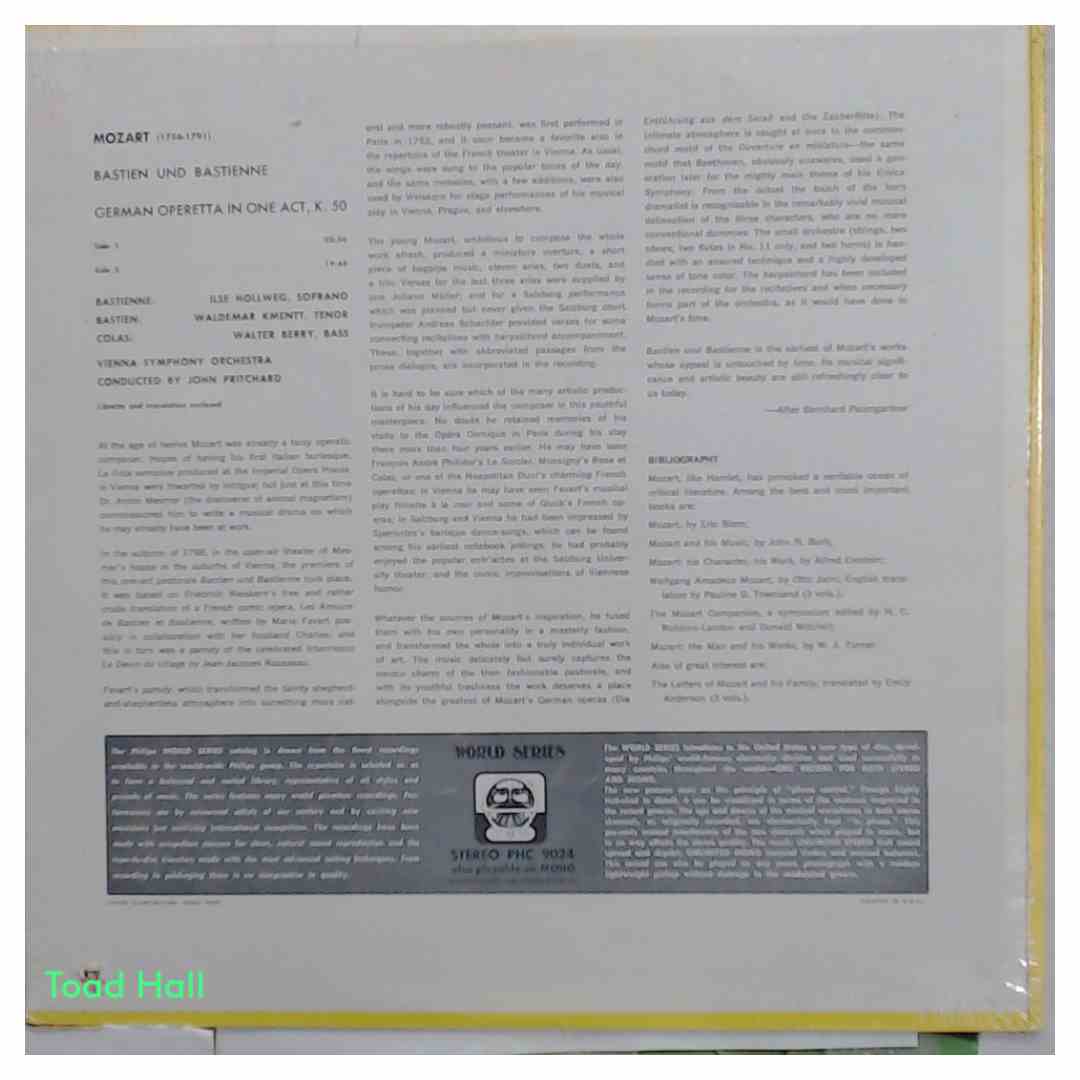 MOZART/JOHN PRITCHARD/VIENNA SYMPHONY ORCHESTRA Bastien Und Bastienne Vintage Sealed Vinyl LP