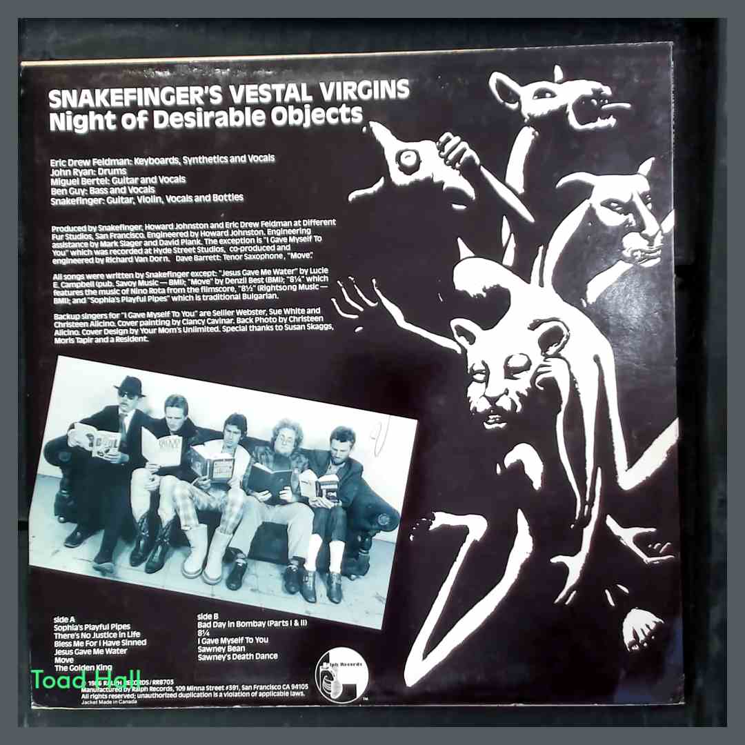 SNAKEFINGER'S VESTAL VIRGINS Night Of Desirable Objects LP Used Vinyl