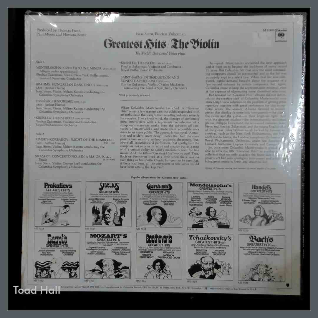 ISAAC STERN, PINCHAS ZUKERMAN Greatest Hits / The Violin Vintage Sealed Vinyl