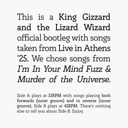 KING GIZZARD AND THE LIZARD WIZARD I'm In Your Mind Fuzz / Murder Of The Universe Live In Athens '25
