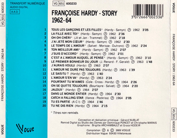 FRANCOISE HARDY Story 1962-64 Remix 89 CD, like new