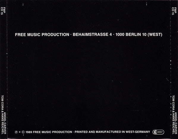 HANS REICHEL & TOM CORA Angel Carver Live In Milwaukee and Chicago Used CD, VG+