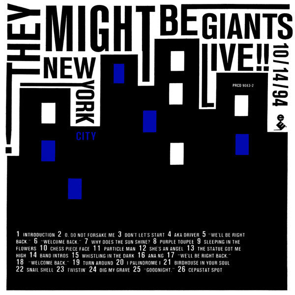 THEY MIGHT BE GIANTS Live New York 10/14/94 PROMO CD, like new **see notes**