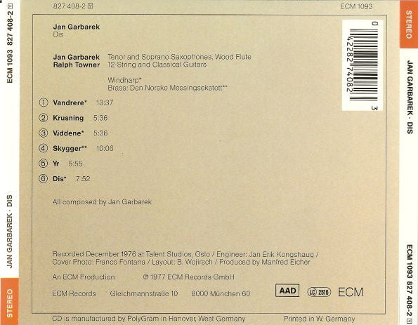 JAN GARBAREK Dis CD, like new