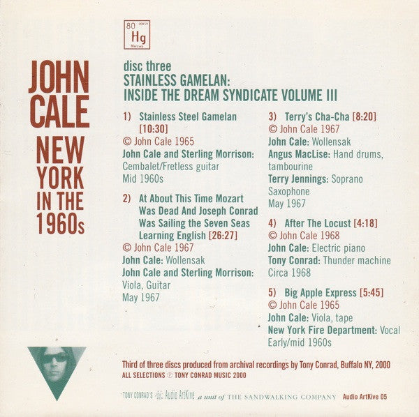 JOHN CALE Stainless Gamelan: Inside The Dream Syndicate Volume III CD, disc 3, like new