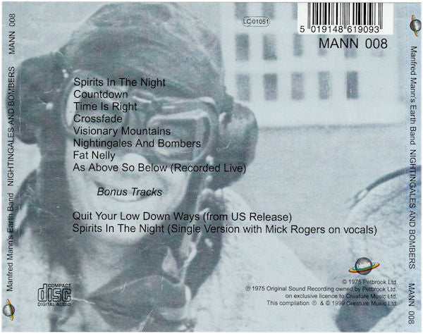 MANFRED MANN'S EARTH BAND Nightingales & Bombers CD, very good plus
