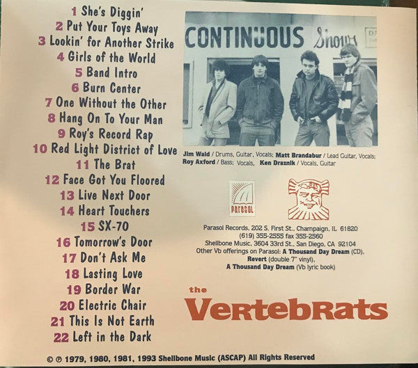 VERTEBRATS Continuous Shows CD, like new